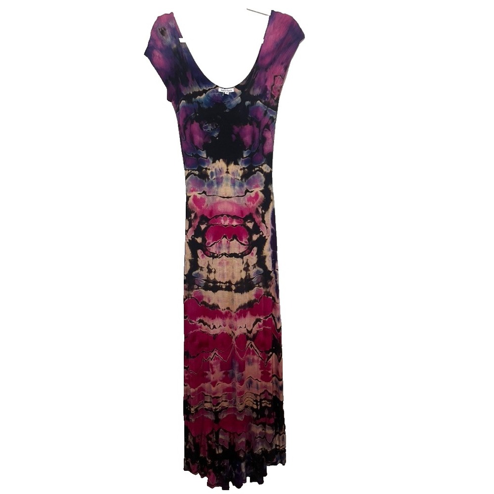Colorful Tie Dye Maxi Dress S Boho Grunge Psychedelic Funky Whimsical Goth Retro